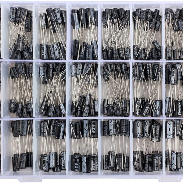 Pepisky 500pcs 24 Values Aluminum Electrolytic Capacitor Assorted Kit 10V 16V 25V 50V Metal Electrolytic Capacitors Range 0.1uF?1000uF with Plastic Case