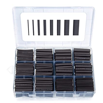 625pcs Heat Shrink Tubing Kit, Heat Shrink Tubes Wire Wrap, Ratio 2:1 Electrical Cable Sleeve Assortment with Storage Case for Long Lasting Insulation Protection (8 Sizes, Black)