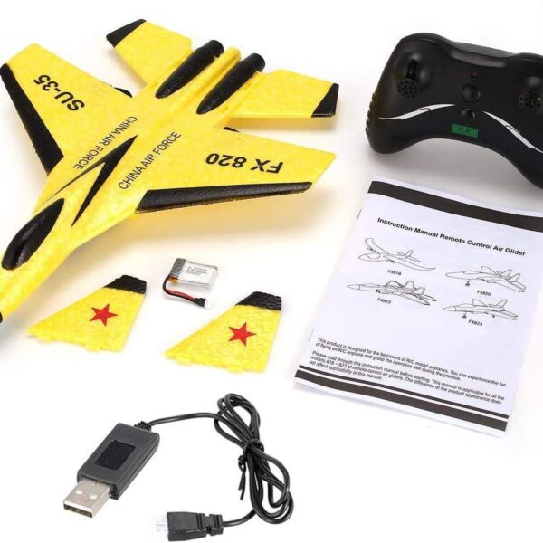 SU-35 RC RC Plane Drone with 2.4GHZ 2CH, Remote Channel Remote Control Airplane, Control Flying Paper Aircraft Toys Indoors & Outdoors Easy to Fly Best Gift for Adults and Children,Yellow