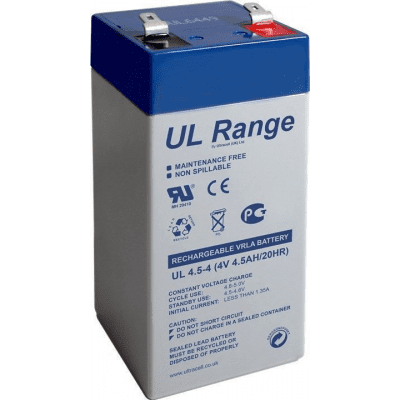 Ultracell UL4.5-4 Rechargeable VRLA Lead acid Battery, 4 V 4.5 Ah - White