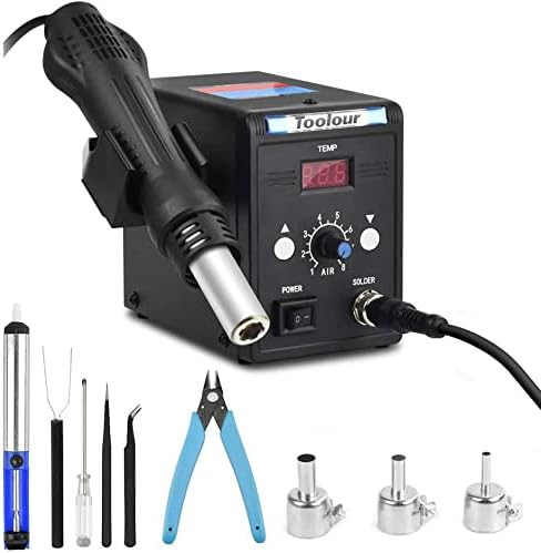 Hot Air Rework Station Toolour Soldering Station with 100-500Â°C Hot Air Gun Temperature & Air Speed Controlled Desoldering Station Tool model number :â€Ž 858D-UK