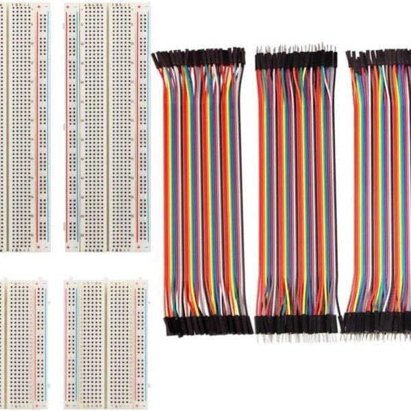 FTCBlock 4 Pieces Breadboards Kit with 120 Pieces Jumper Wires for Arduino Proto Shield Distribution Connecting Blocks