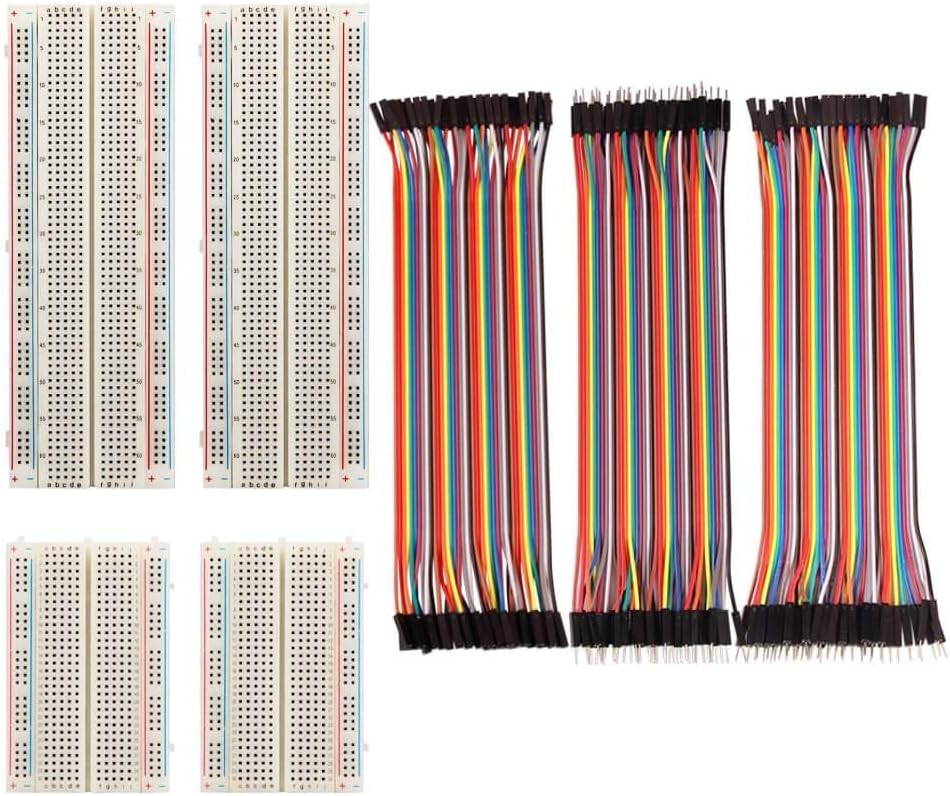 FTCBlock 4 Pieces Breadboards Kit with 120 Pieces Jumper Wires for Arduino Proto Shield Distribution Connecting Blocks