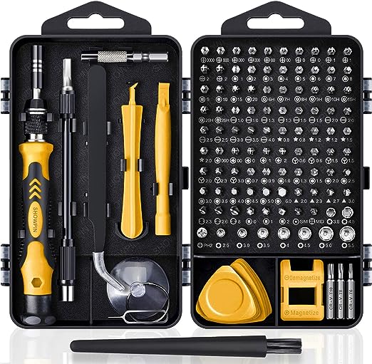 22IN1-BYellow Computer Repair Kit 122 in 1 Magnetic Laptop Screwdriver Kit Precision
 Screwdriver Set Small Impact Screw Driver Set with Case for Computer
 Laptop PC for iPhone Watch Ps4 DIY Hand Tool