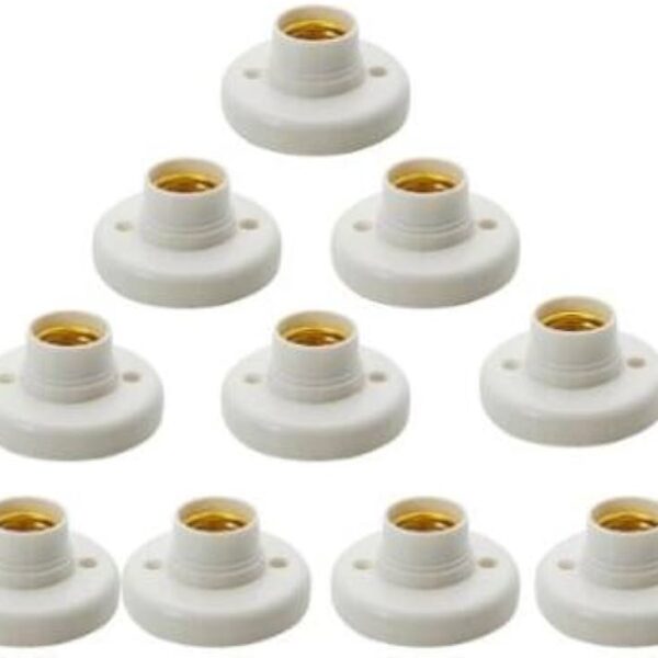 SOCKET E 27 Hanpearl Round E27 White LED Lamp Screw Base Halogen Bulb Holder  (10 pcs)