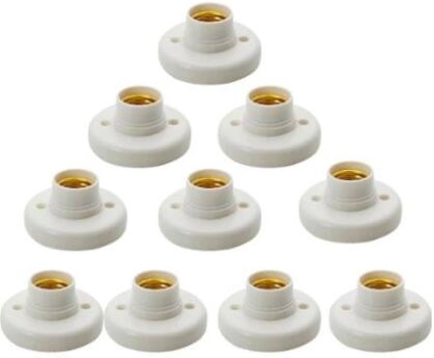 SOCKET E 27 Hanpearl Round E27 White LED Lamp Screw Base Halogen Bulb Holder  (10 pcs)