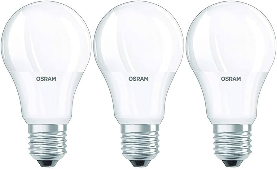 Osram LED Lamp/E27 Base/Warm White (2700 K)/Replaces 60 W Incandescent Bulbs/8.50 W/Frosted/LED Base Classic A (Pack of 3)