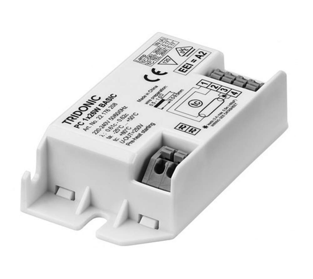 TRIDONIC DIGITAL HIGH FREQUENCY SQUARE FLUORESCENT BALLAST - RUNS 28W 2D OR COMPACT PL 26W - 22176208