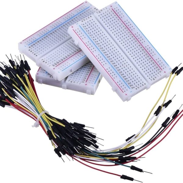 3 Pieces 400-Point Solderless Circuit Breadboard with 65 Pieces M/M Flexible Breadboard Jumper Wires