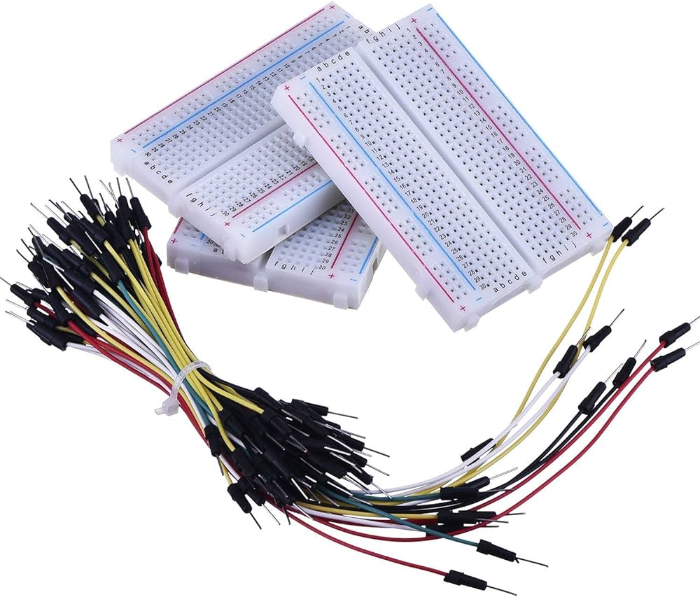 3 Pieces 400-Point Solderless Circuit Breadboard with 65 Pieces M/M Flexible Breadboard Jumper Wires