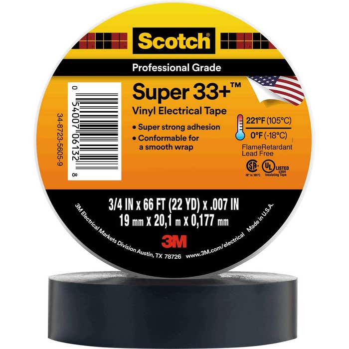 Scotch Super 33+ Vinyl Electrical Tape 3/4 Inch X 66Ft